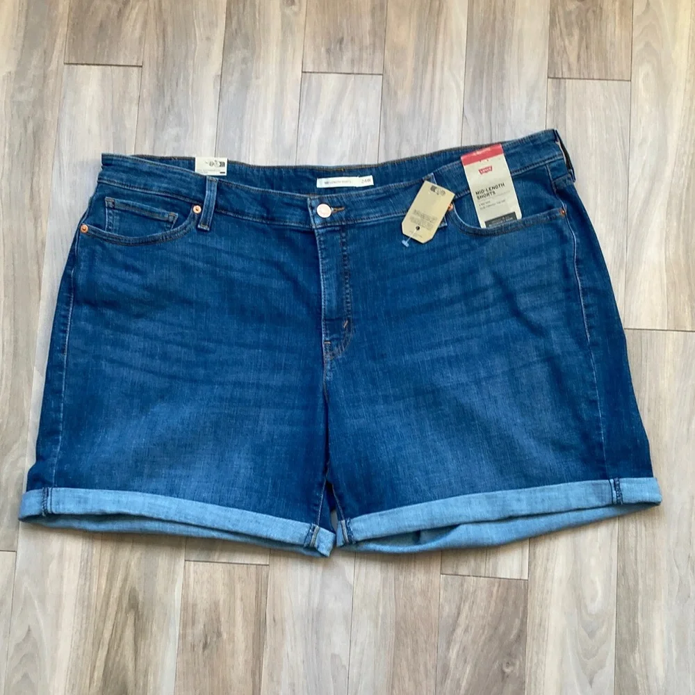 Levi's Jean Short mid length denim short mid rise cuffed 24W - Picture 10 of 17